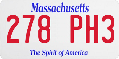 MA license plate 278PH3