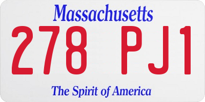 MA license plate 278PJ1