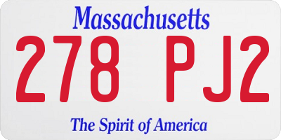 MA license plate 278PJ2