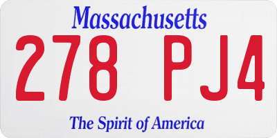 MA license plate 278PJ4