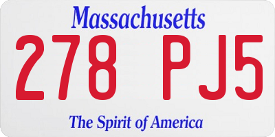 MA license plate 278PJ5