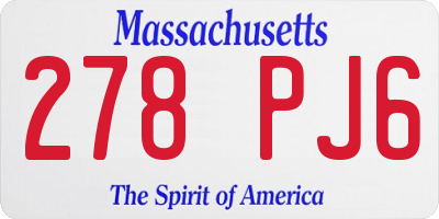 MA license plate 278PJ6