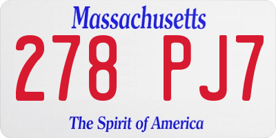 MA license plate 278PJ7