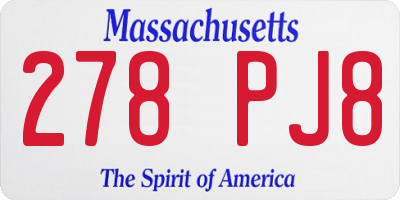 MA license plate 278PJ8