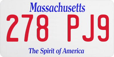 MA license plate 278PJ9