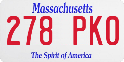 MA license plate 278PK0