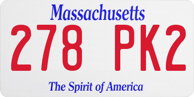 MA license plate 278PK2
