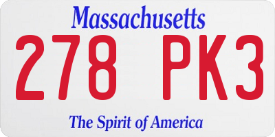 MA license plate 278PK3