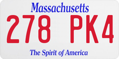 MA license plate 278PK4