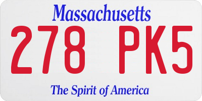 MA license plate 278PK5