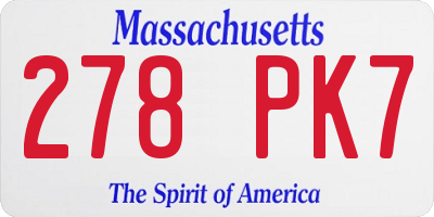 MA license plate 278PK7