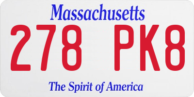 MA license plate 278PK8