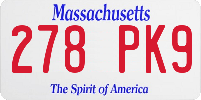 MA license plate 278PK9