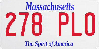MA license plate 278PL0