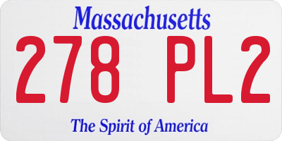 MA license plate 278PL2