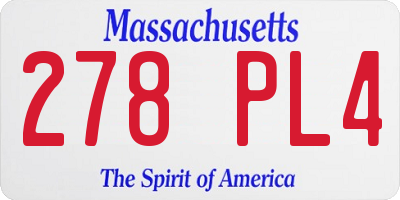 MA license plate 278PL4