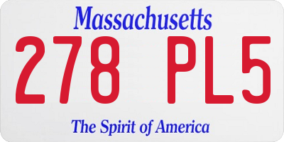 MA license plate 278PL5