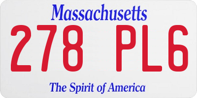 MA license plate 278PL6
