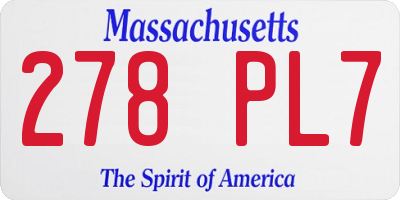 MA license plate 278PL7