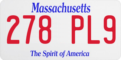 MA license plate 278PL9