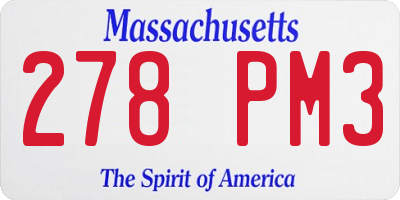 MA license plate 278PM3