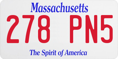 MA license plate 278PN5