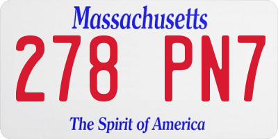 MA license plate 278PN7
