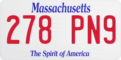 MA license plate 278PN9