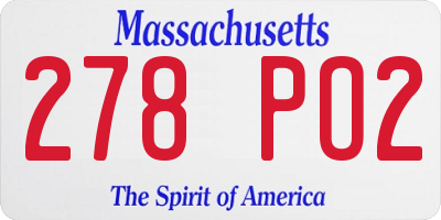 MA license plate 278PO2