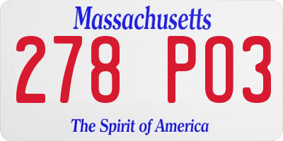 MA license plate 278PO3