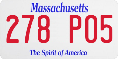 MA license plate 278PO5