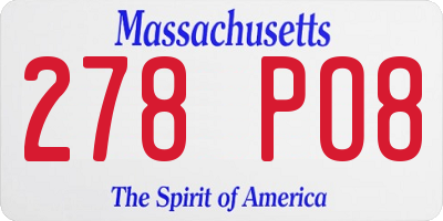 MA license plate 278PO8