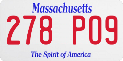 MA license plate 278PO9