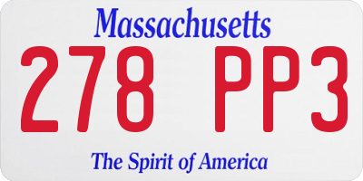 MA license plate 278PP3