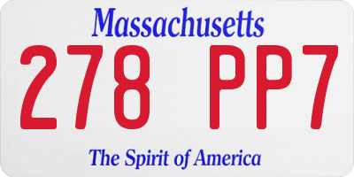 MA license plate 278PP7