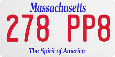 MA license plate 278PP8