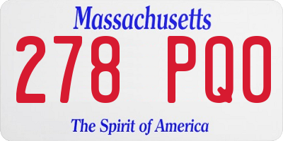 MA license plate 278PQ0