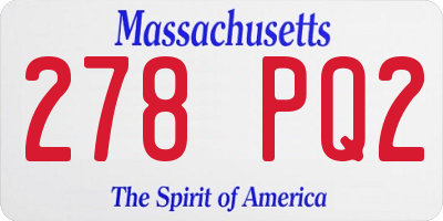 MA license plate 278PQ2