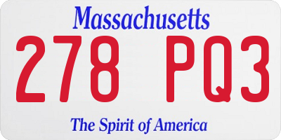 MA license plate 278PQ3