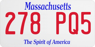 MA license plate 278PQ5