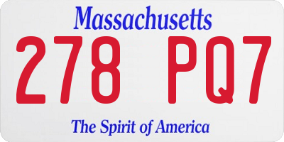 MA license plate 278PQ7