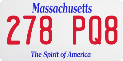 MA license plate 278PQ8