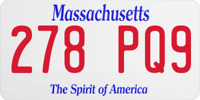 MA license plate 278PQ9
