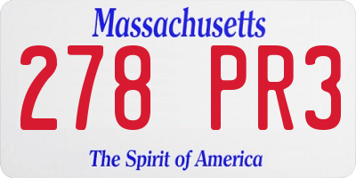 MA license plate 278PR3