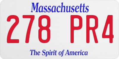 MA license plate 278PR4
