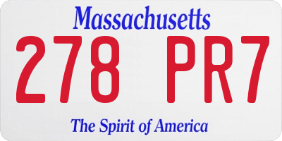 MA license plate 278PR7