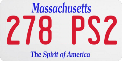 MA license plate 278PS2