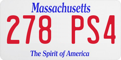 MA license plate 278PS4