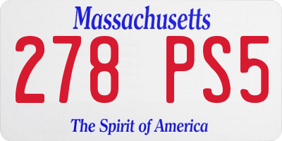 MA license plate 278PS5
