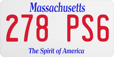 MA license plate 278PS6